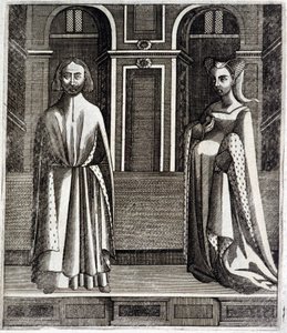The Count of Poitiers and Toulouse Alphonse (1220-1271) and his wife Jeanne (daughter of Raymond VII) (1220-1271) - in “Histoire des counts de Toulouse” by Guillaume de Catel, Toulouse بواسطة المدرسة الفرنسية