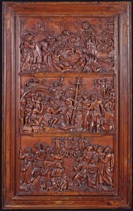 The Credo، Panel II: Decsent from the Cross، Entombment، Resurrection and Descent in Limbo and Ascension ، 1587 (الخشب) (انظر أيضًا 414036 ، 4140389)
