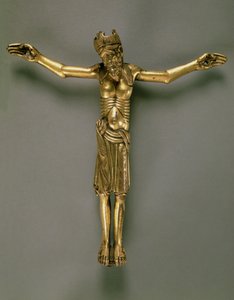 المسيح المصلوب ، الفرنسي ، النصف الثاني من القرن الثاني عشر (برونزي مذهب) بواسطة المدرسة الفرنسية