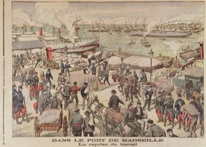نهاية الإضراب في مرسيليا ، توضيح من لو بيتيت جورنال ، 23 أكتوبر 1904 بواسطة المدرسة الفرنسية