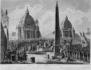 دخول الجيش الفرنسي إلى روما بقيادة المارشال برتييه ، 15 فبراير 1798 بواسطة المدرسة الفرنسية
