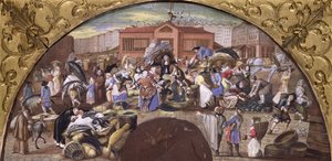 سوق السمك في Les Halles ، c.1660 بواسطة المدرسة الفرنسية