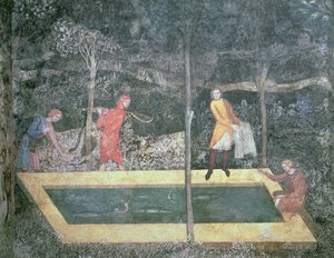 بركة السمك ، من غرفة الأيل ، 1343 بواسطة المدرسة الفرنسية