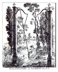 The Garden Swing at Rambouillet ، من تفاصيل des Nouveaux Jardins a la Mode لجورج لويس لو روج ، تم نشره 1775-78 بواسطة المدرسة الفرنسية