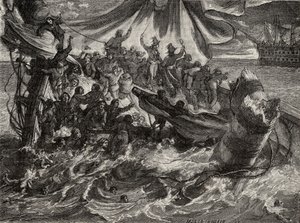 حادثة "Le Vengeur" ، 1 يونيو 1794 ، من "Histoire de la Revolution Française" بقلم لويس بلانك (1811-1882) بواسطة المدرسة الفرنسية