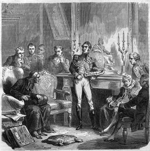 اليسوعيون في بلاط شارل العاشر (1757-1836) ملك فرنسا. نقش في "Histoire des Papes-Rois-Queen and Empereurs عبر القرون" بقلم موريس لاتشاتر بواسطة المدرسة الفرنسية