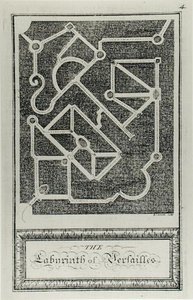 متاهة فرساي ، من "الملاهي الأخلاقية" ، بقلم دانيال بيلامي ، نقشها جورج بيكهام (1684-1769) ، نُشرت عام 1770 (نقش) (صورة b / w) بواسطة المدرسة الفرنسية