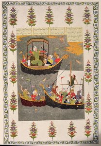 الرحلة الأخيرة لسندباد ، رسم توضيحي لسندباد بحار ، من الليالي العربية ، 1895 (نقش ملون) بواسطة المدرسة الفرنسية