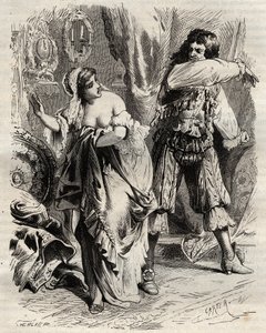 قام ماركيز مونتيسبان ، لويس هنري (لويس هنري) دي بارديلان دي جوندرين (1640-1691) بصفع زوجته ، مركيز مونتيسبان (فرانسواز أثينيس) بواسطة روششوارت مورتيمارت (أو مدام دي مونتيسبان) (1640-1707) ، من أجل رفضت له بأمر من كي بواسطة المدرسة الفرنسية