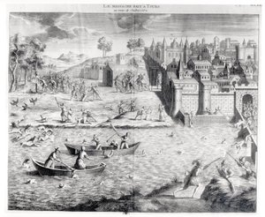 مذبحة Huguenots في جولات عام 1562 بواسطة المدرسة الفرنسية