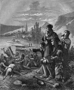 دمر البحارة في موندين "السفينة البخارية" التي وضعها دنيس بابين (1647-1712) ، عالم الفيزياء والمخترع الفرنسي. بواسطة المدرسة الفرنسية