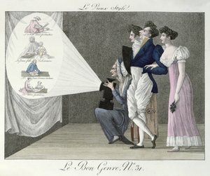 The Old Style ، مشاهدة إسقاط لصور القرن الثامن عشر من فيلم فانوس سحري ، صورة توضيحية من Le Bon Genre بواسطة المدرسة الفرنسية