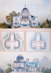 جناح التصوير الفوتوغرافي في معرض باريس العالمي عام 1867 ، c.1867 (مرحاض على ورق) بواسطة المدرسة الفرنسية