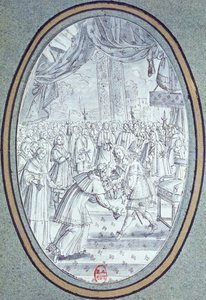 استقبال الكاردينال فلافيو شيغي (1631-93) بواسطة لويس الرابع عشر (1638-1715) 29 يوليو 1664 بواسطة المدرسة الفرنسية