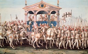 مهرجان الدخول الملكي لهنري الثاني (1519-59) في روان ، 1 أكتوبر 1550 بواسطة المدرسة الفرنسية