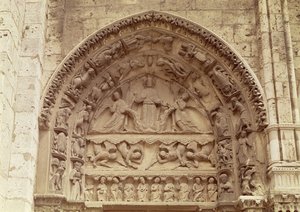البوابة الملكية ، الباب الشمالي ، طبل يصور الصعود ، c.1145-50 بواسطة المدرسة الفرنسية