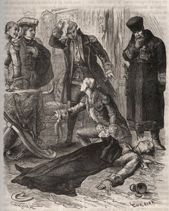 تم اغتيال الإمبراطور الروسي بيتر الثالث (1728-1762) ، الذي خصص له مكان إقامة ، بأمر من زوجته كاثرين الثانية ، التي أطاحت به للتو وتولت السلطة ، من قبل أليكسي أورلوف (1737-1808) وحراسه في 17 يوليو 1762. نقش من عام 1871 في "Histoire De بواسطة المدرسة الفرنسية