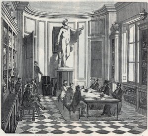 مدرسة الطب في باريس - امتحان في غرفة الأدوات - نقش في "Tableau-de-Paris" بقلم إدموند تيكسييه 1852 بواسطة المدرسة الفرنسية