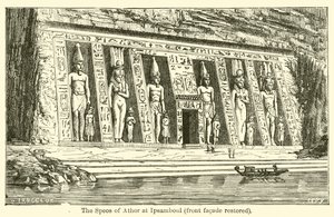 The Speos of Athor at Ipsamboul ، الواجهة الأمامية تم ترميمها (نقش) بواسطة المدرسة الفرنسية