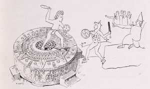 ال Temalacati ، أو حجر Gladiatorial ، من Codex Ramirez ، من "المدن القديمة في العالم الجديد" ، بقلم كلود جوزيف ديزاير شارني ، حانة. 1887 بواسطة المدرسة الفرنسية