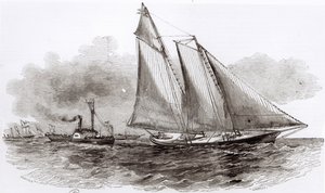 اليخت أمريكا يأخذ زمام المبادرة في 1851 Cowes Regatta ، من لو موند إيلوستري ، 1851 بواسطة المدرسة الفرنسية