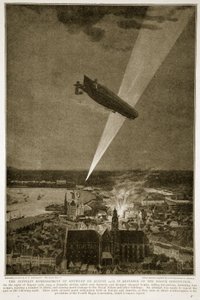 قصف زبلين لأنتويرب في 24 أغسطس 1914 في تحد لاتفاقية لاهاي ، 1914-1919 بواسطة المدرسة الفرنسية