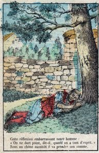 الجوزة واليقطين. أساطير جان دي لافونتين (1621-95) ، تصوير إبينال من نهاية القرن التاسع عشر. بواسطة المدرسة الفرنسية