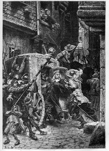 اعتقال بيير بروسيل (1575-1654) في 1648 ، بأمر من آن النمسا (1601-1666) ، مما أثار اضطرابات الناس (أيام المتاريس) وفروند - اعتقال بيير دي بروسيل ، مستشار في برلمان باريس ، المسمى الأب بواسطة المدرسة الفرنسية