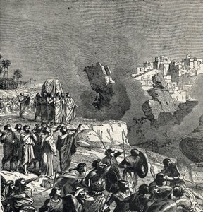 الاستيلاء على أريحا حيث يطلق شعب إسرائيل أبواقهم تحت أسوار المدينة التي يُمنع عليهم الوصول إليها، Ce son fait fait les murs de la ville (معركة أريحا، أول معركة لبني إسرائيل في غزوهم لأريحا) بواسطة المدرسة الفرنسية