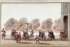 The confrerie of Sainte-Barbe (Sainte Barbe) leaving his hotel to go to Place d