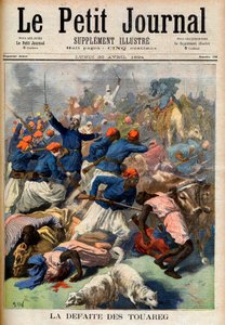 هزيمة الطوارق. القوات الاستعمارية الفرنسية بقيادة المقدم جوزيف جوفر (1852-1931) - هزيمة الطوارق. رسم توضيحي لمجلة Le Petit Journal ، 30 أبريل 1894 (نقش) بواسطة المدرسة الفرنسية