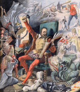 حلم دون كيشوت. Le Reve de Don Quixote (Miguel De Cervantes) - رسم توضيحي لمجلة Le petit Journal ، 21 مايو 1905. بواسطة المدرسة الفرنسية