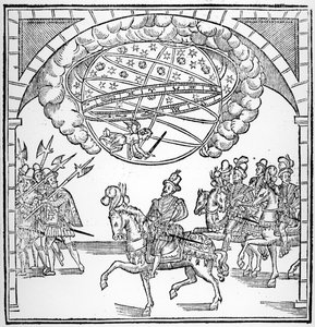مدخل هنري الرابع إلى روان ، توضيح من `` Discours de la Ioyeuse et triomphante entree de Henry IIII faicte en son ville de Rouën &39;&39; ، نُشر عام 1599 بواسطة المدرسة الفرنسية