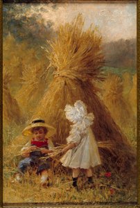 The haystack Two children in the fields. Painting of the French school of the 19th century. Private Collection بواسطة المدرسة الفرنسية