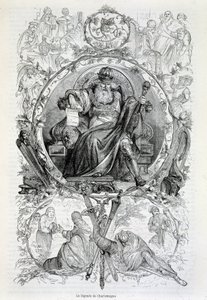 The legend of Charlemagne, engraving بواسطة المدرسة الفرنسية