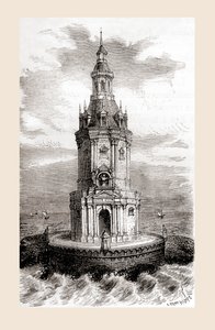 The original 17th century Cordouan lighthouse, near the mouth of the Gironde estuary in France, from 