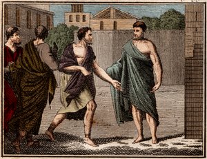 نبذ أريستيدس العادل (c530-c468 قبل الميلاد) ، الجندي اليوناني القديم (الأثيني) ورجل الدولة. بواسطة المدرسة الفرنسية
