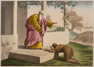 عودة الابن الضال ، التوضيح من التعليم المسيحي Listoire Sainte ، نشره تشارلز ديلاجراف ، باريس ، أواخر القرن التاسع عشر بواسطة المدرسة الفرنسية