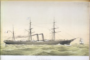 بطانة مجداف المحيط الأطلسي لو بيريير تعبر من لوهافر إلى نيويورك ، c.1860 بواسطة المدرسة الفرنسية