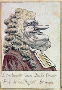 معالي السيد إدموند بورك ، المستشار الخاص لجلالة الملك البريطاني ، الكاريكاتير الفرنسي ، حوالي 1790 بواسطة المدرسة الفرنسية