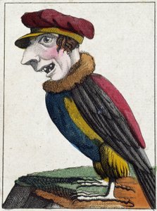 The vulture in Caricature, study of character “volatile character” sd. 19th, popular imagery. بواسطة المدرسة الفرنسية