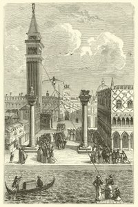Tightrope walker at Venice (engraving) بواسطة المدرسة الفرنسية