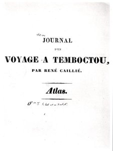 صفحة عنوان "يوميات رحلة إلى تمبكتو" بقلم رينيه كايلي (1799-1838) بواسطة المدرسة الفرنسية