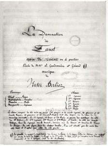 صفحة عنوان "La Damnation de Faust" بقلم هيكتور برليوز (1803-69) 1846 بواسطة المدرسة الفرنسية