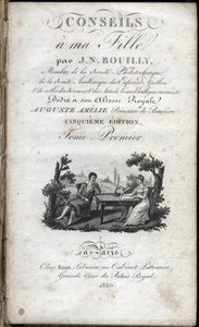 صفحة عنوان "" نصائح لابنتي "" لجين نيكولاس بويلي (1763-1842). 1820. مجموعة خاصة. بواسطة المدرسة الفرنسية