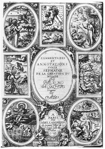 صفحة التعليقات والتعليقات على أسبوع الخلق العالمي بقلم غيوم سالوست دو بارتاس (1544-90) 1583 بواسطة المدرسة الفرنسية