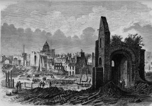 تحولات باريس تحت الإمبراطورية الثانية ، Haussmannian Paris: أطلال كنيسة Saint Marcel ، في Place de la Collegiale ، تم تحديثه ببناء Boulevard Arago بواسطة المدرسة الفرنسية
