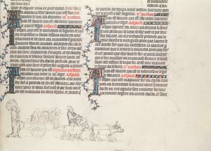 نقل المتعلقات في عربة تجرها الثور ، مصغر غير مكتمل من الكتاب المقدس جان دي سي ، c.1355 بواسطة المدرسة الفرنسية