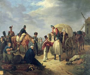 نقل الجنود الجرحى خلال الحروب النابليونية بواسطة المدرسة الفرنسية