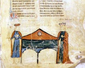تريستان وإيزولت. نسخة مصغرة من مخطوطة فرنسية من القرن الرابع عشر. الكتاب المقدس. مارسيانا، البندقية. بواسطة المدرسة الفرنسية